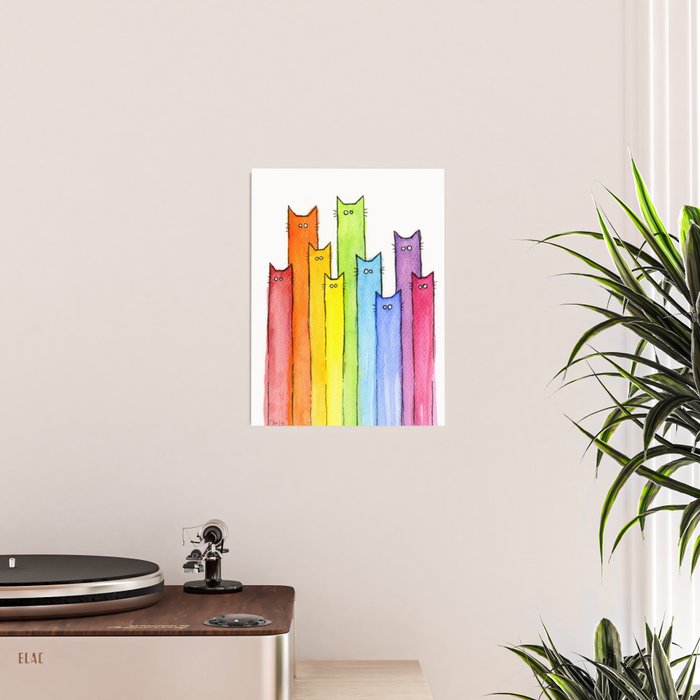 Rainbow of Cats Funny Whimsical Animals Poster Gallery Image 2