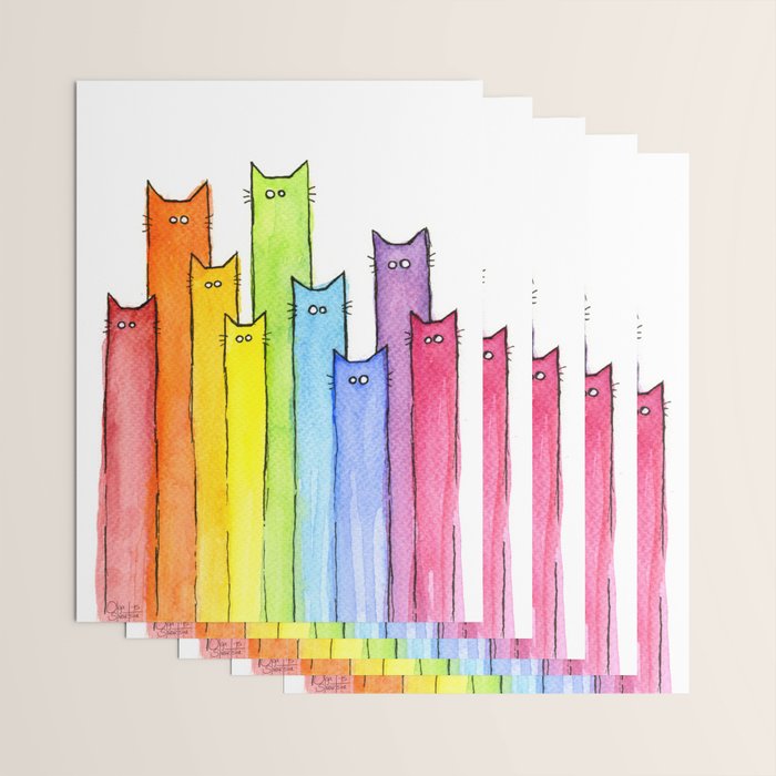 Rainbow of Cats Funny Whimsical Animals Wrapping Paper Gallery Image 3