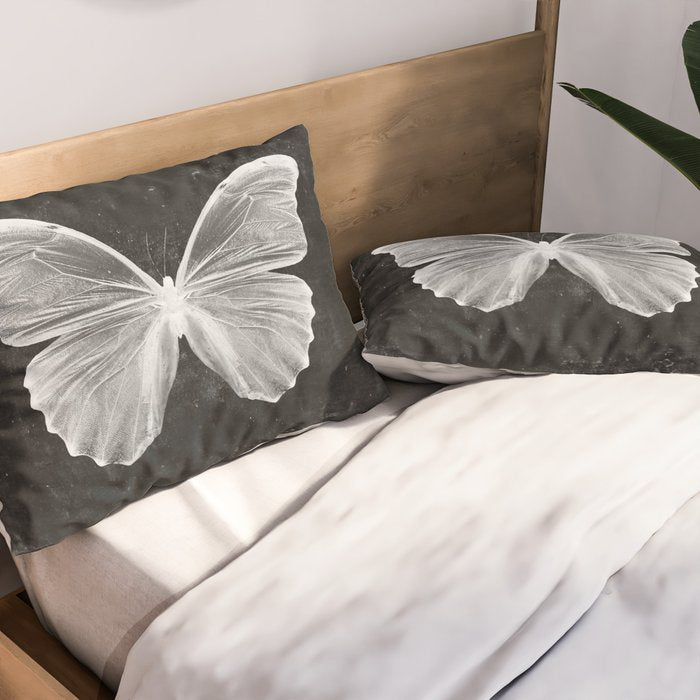 Butterfly in Black Pillow Sham Gallery Image 2