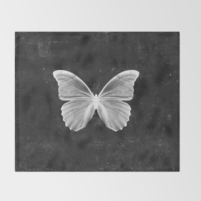 Butterfly in Black Throw Blanket Gallery Image 2