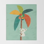 Koala on Coconut Tree Throw Blanket Gallery Image 2