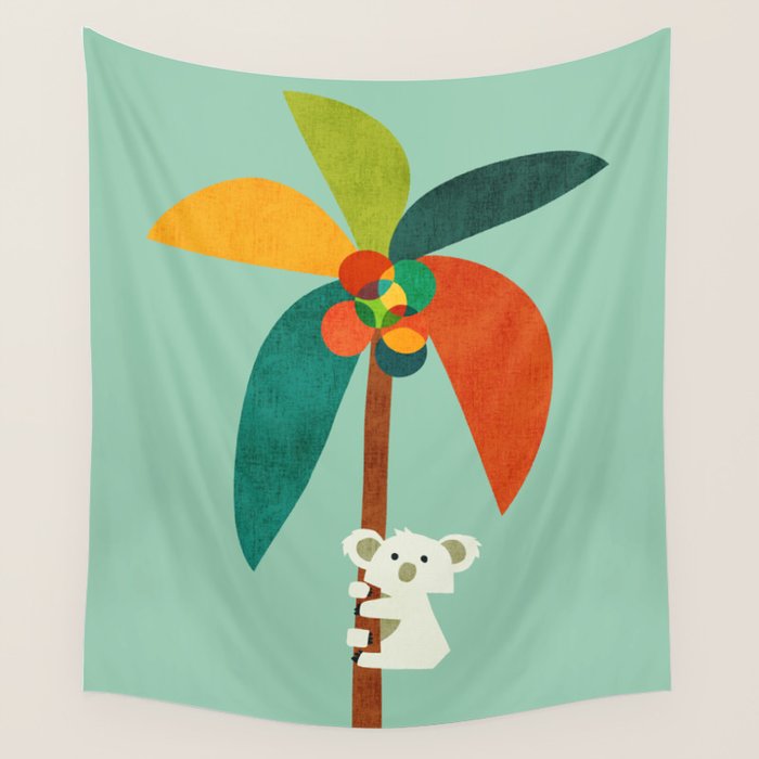 Koala on Coconut Tree Wall Tapestry Gallery Image 4