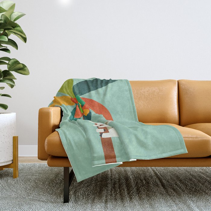 Koala on Coconut Tree Throw Blanket Gallery Image 1