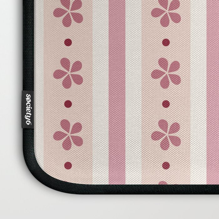 Pink Stripes And Flowers Laptop Sleeve Gallery Image 3