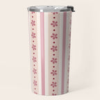 Pink Stripes And Flowers Travel Mug Gallery Image 2