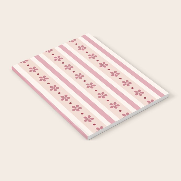 Pink Stripes And Flowers Notebook Gallery Image 1