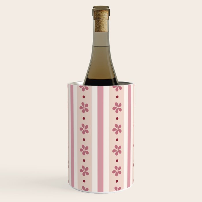 Pink Stripes And Flowers Wine Chiller Gallery Image 1