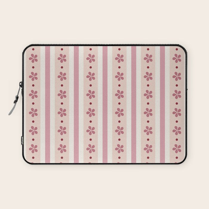 Pink Stripes And Flowers Laptop Sleeve Gallery Image 1