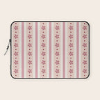 Pink Stripes And Flowers Laptop Sleeve Gallery Image 1