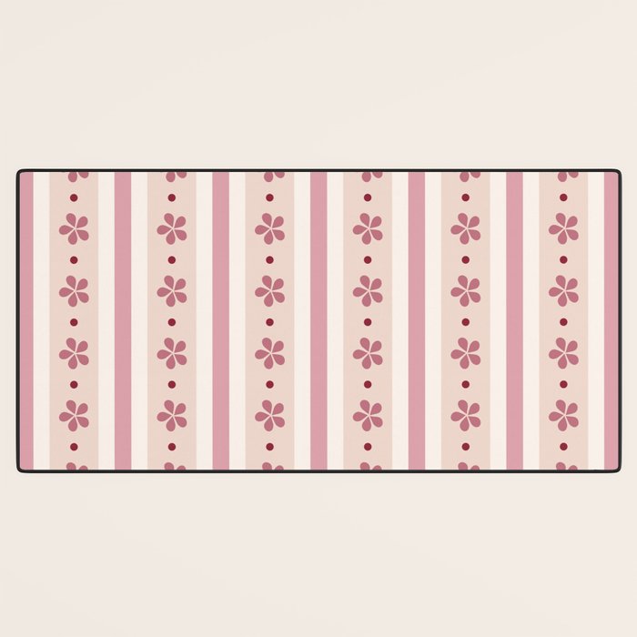 Pink Stripes And Flowers Desk Mat Gallery Image 3