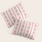 Pink Stripes And Flowers Pillow Sham Gallery Image 3