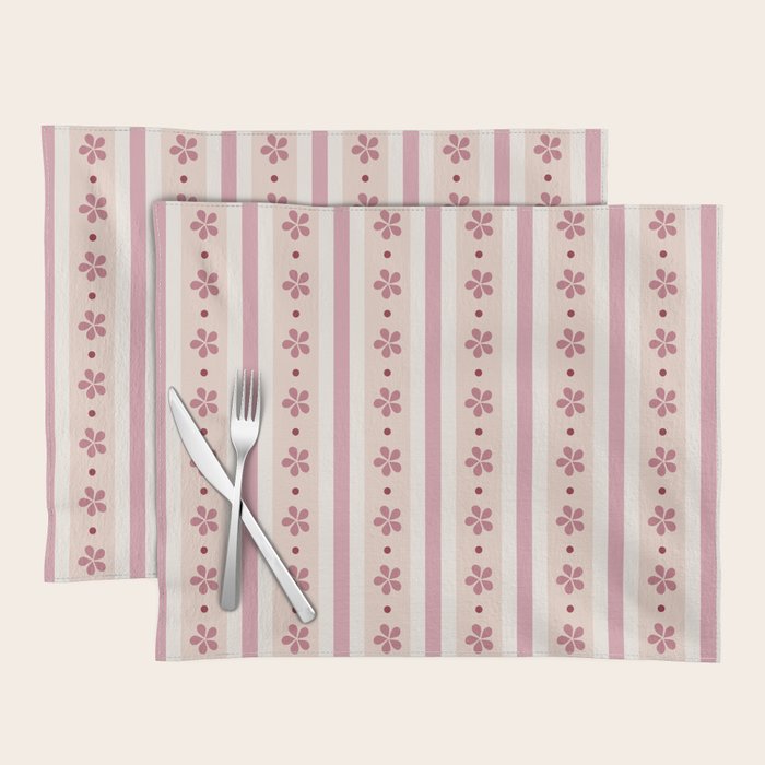 Pink Stripes And Flowers Placemat Gallery Image 1
