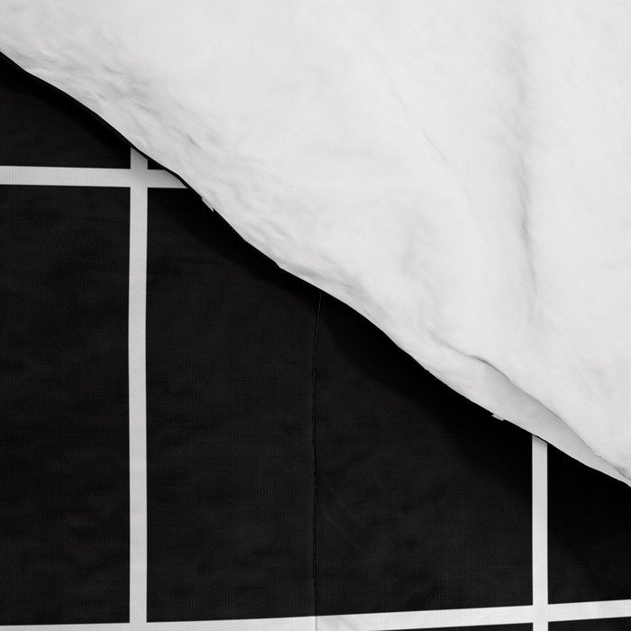 Grid Pattern Line Stripe Black and White Minimalist Geometric Stripes Lines Drawing Comforter Gallery Image 4