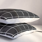 Grid Pattern Line Stripe Black and White Minimalist Geometric Stripes Lines Drawing Pillow Sham Gallery Image 3