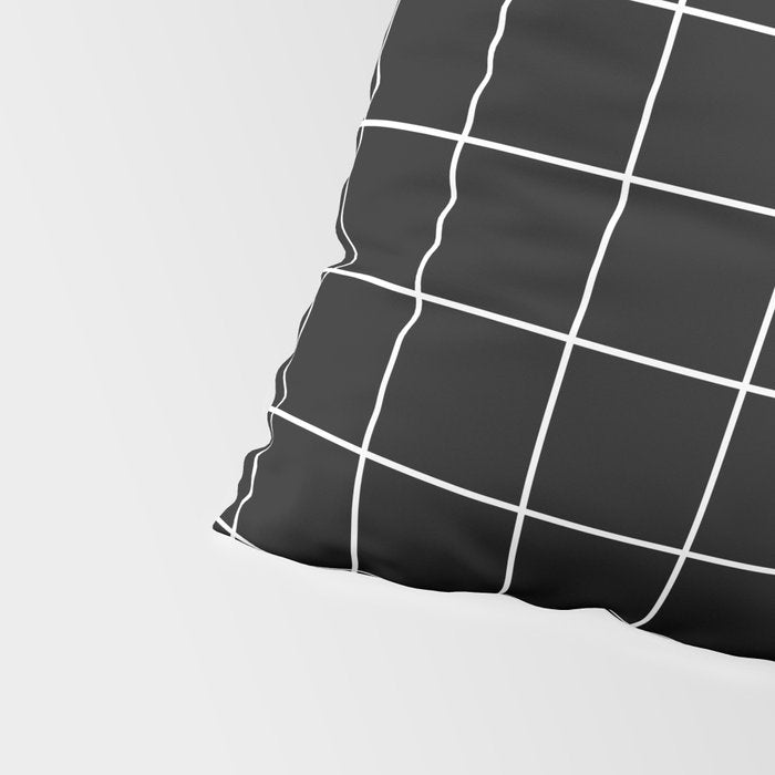 Grid Pattern Line Stripe Black and White Minimalist Geometric Stripes Lines Drawing Pillow Sham - Thumbnail 4