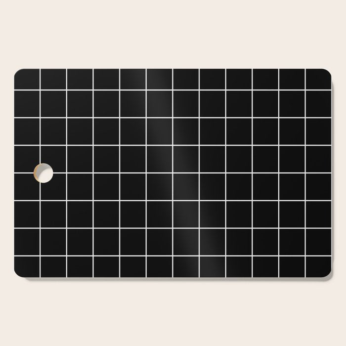 Grid Pattern Line Stripe Black and White Minimalist Geometric Stripes Lines Drawing Cutting Board Gallery Image 1