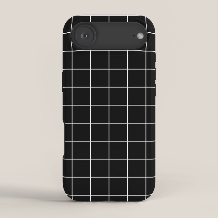 Grid Pattern Line Stripe Black and White Minimalist Geometric Stripes Lines Drawing iPhone Case Gallery Image 2