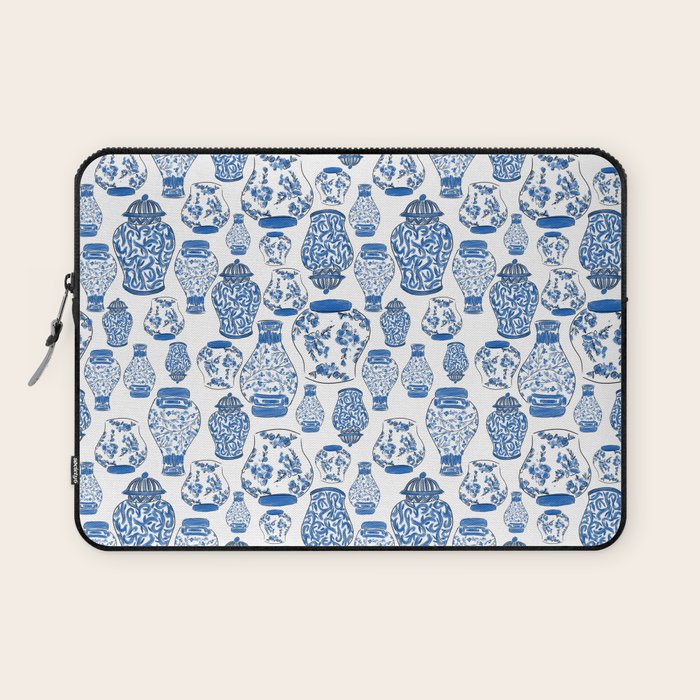 Chinoiserie Blue and White Jars Laptop Sleeve Gallery Image 1