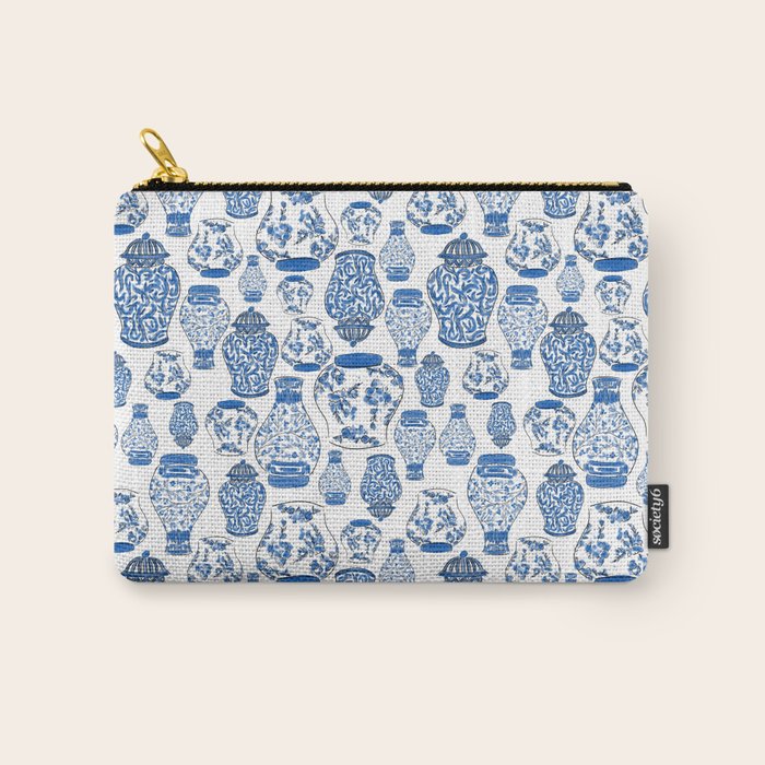 Chinoiserie Blue and White Jars Carry All Pouch Gallery Image 1