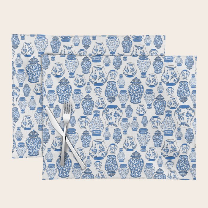 Chinoiserie Blue and White Jars Placemat Gallery Image 1
