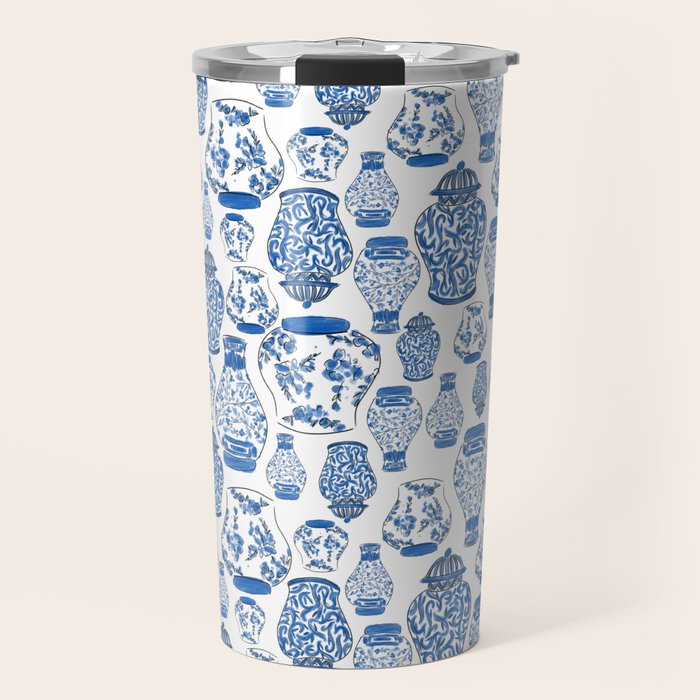 Chinoiserie Blue and White Jars Travel Mug Gallery Image 1