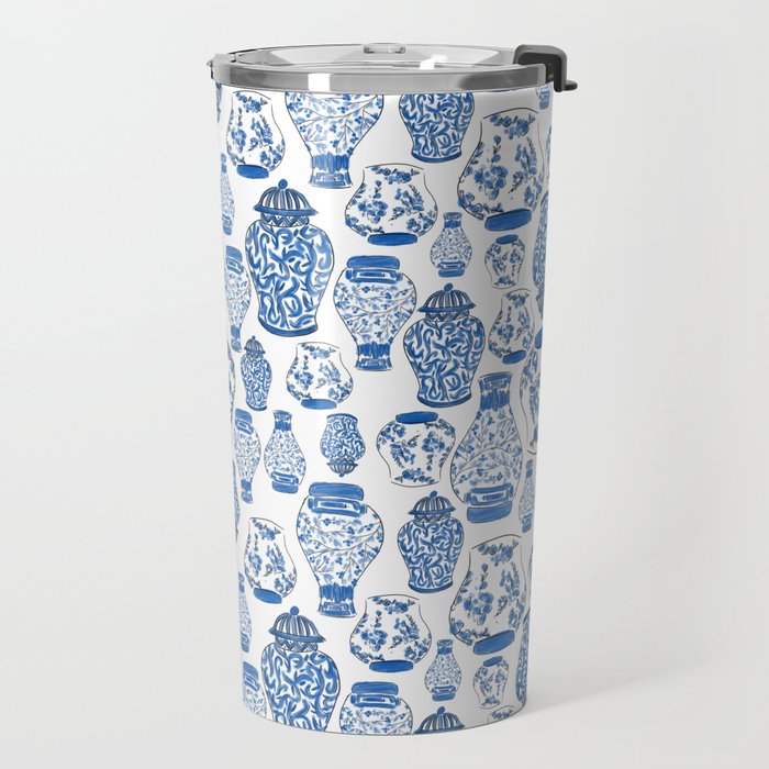 Chinoiserie Blue and White Jars Travel Mug Gallery Image 2