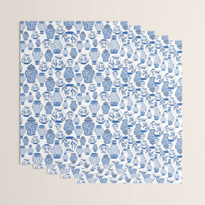 Chinoiserie Blue and White Jars Wrapping Paper Gallery Image 3