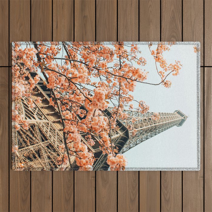 Paris in Spring | Travel Photography Eifel Tower | Wonder Building Architecture Love Outdoor Rug Gallery Image 1