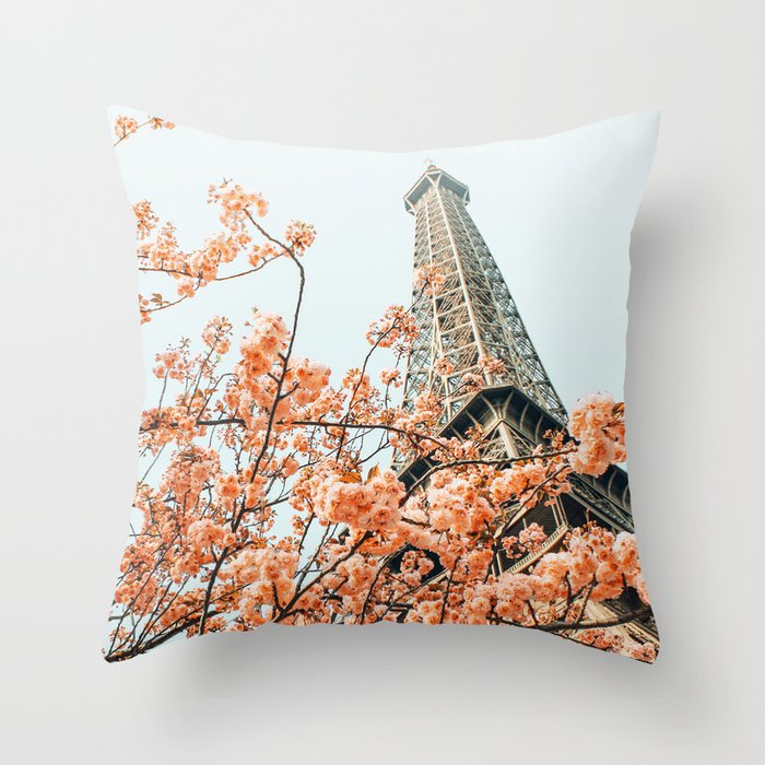 Paris in Spring | Travel Photography Eifel Tower | Wonder Building Architecture Love Throw Pillow Gallery Image 1