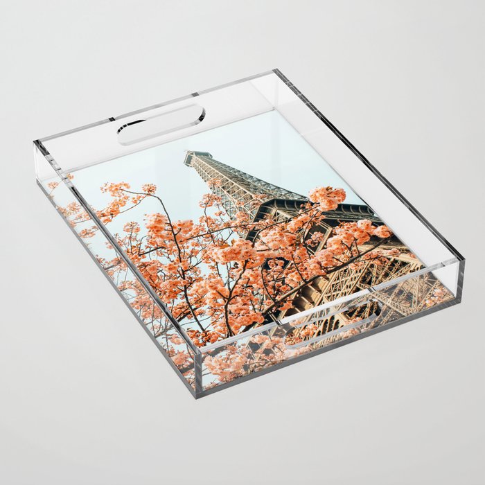 Paris in Spring | Travel Photography Eifel Tower | Wonder Building Architecture Love Acrylic Tray Gallery Image 1