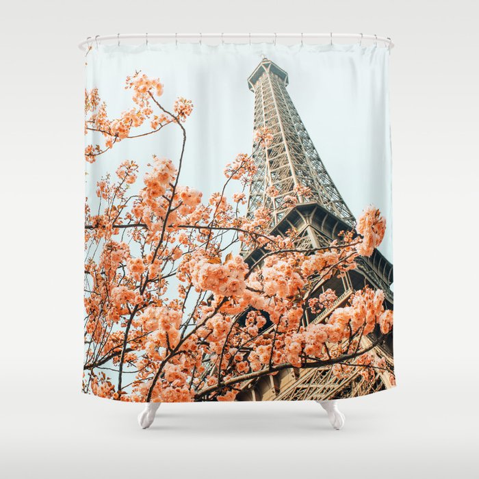 Paris in Spring | Travel Photography Eifel Tower | Wonder Building Architecture Love Shower Curtain Gallery Image 1