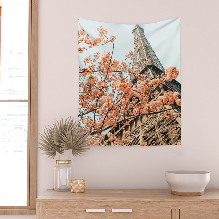 Paris in Spring | Travel Photography Eifel Tower | Wonder Building Architecture Love Wall Tapestry Gallery Image 2