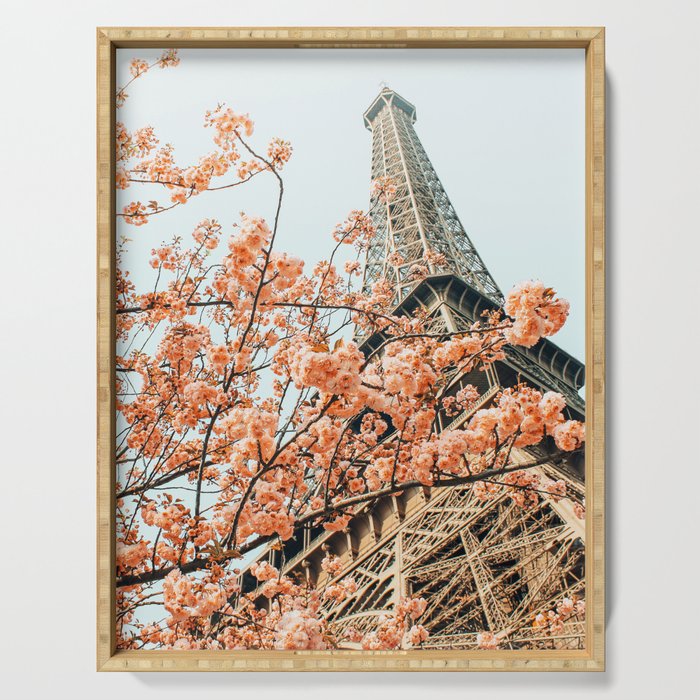 Paris in Spring | Travel Photography Eifel Tower | Wonder Building Architecture Love Serving Tray Gallery Image 1
