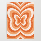 Retro 70s Butterfly in Sunset Orange Poster Gallery Image 4