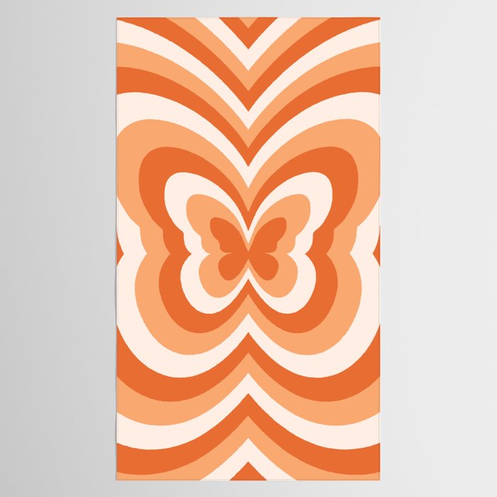 Retro 70s Butterfly in Sunset Orange Tablecloth Gallery Image 2
