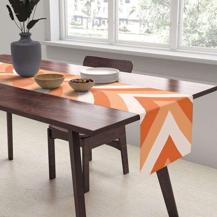 Retro 70s Butterfly in Sunset Orange Table Runner Gallery Image 2