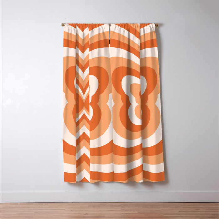 Retro 70s Butterfly in Sunset Orange Window Curtain Gallery Image 3