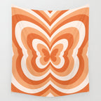 Retro 70s Butterfly in Sunset Orange Wall Tapestry Gallery Image 4