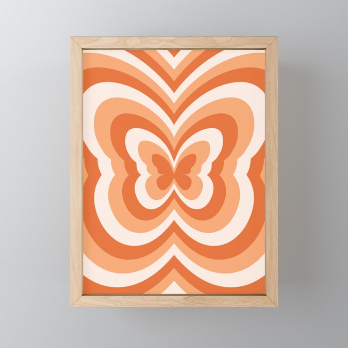 Retro 70s Butterfly in Sunset Orange Mini Art Print Gallery Image 1