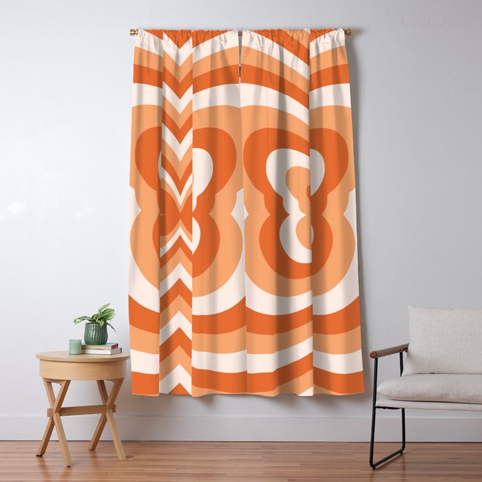 Retro 70s Butterfly in Sunset Orange Window Curtain Gallery Image 5