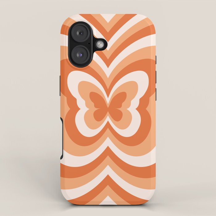 Retro 70s Butterfly in Sunset Orange iPhone Case Gallery Image 1