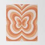 Retro 70s Butterfly in Sunset Orange Throw Blanket Gallery Image 2