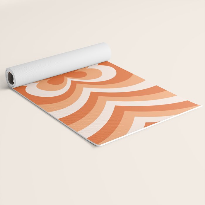 Retro 70s Butterfly in Sunset Orange Yoga Mat Gallery Image 2