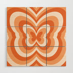 Retro 70s Butterfly in Sunset Orange Wood Wall Art Gallery Image 1