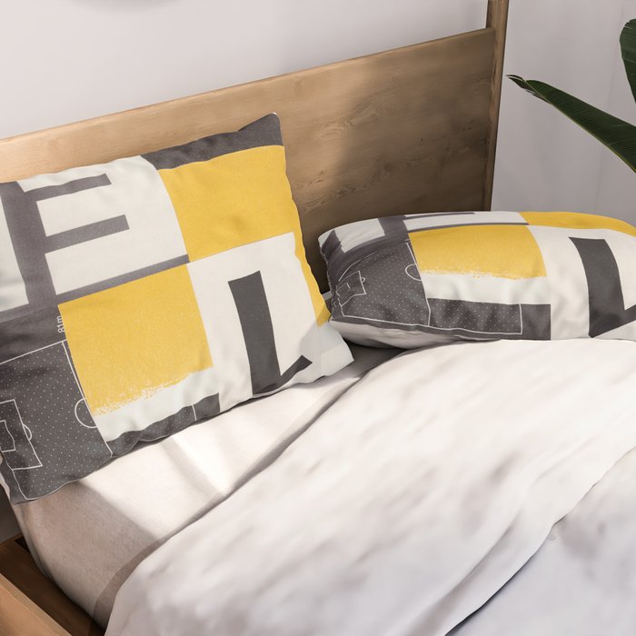 Typography & Shapes / Paper Collage Pillow Sham Gallery Image 2