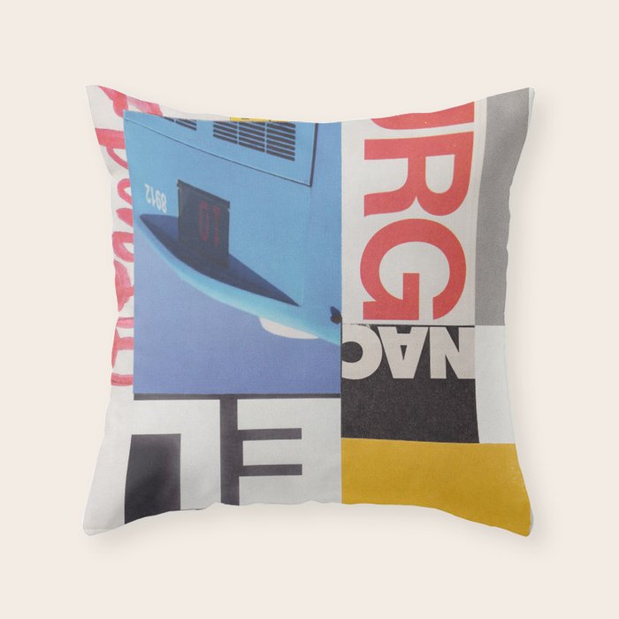 Typography & Shapes / Paper Collage Throw Pillow Gallery Image 1