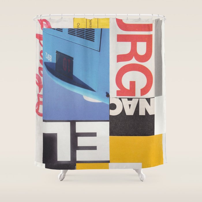Typography & Shapes / Paper Collage Shower Curtain Gallery Image 1