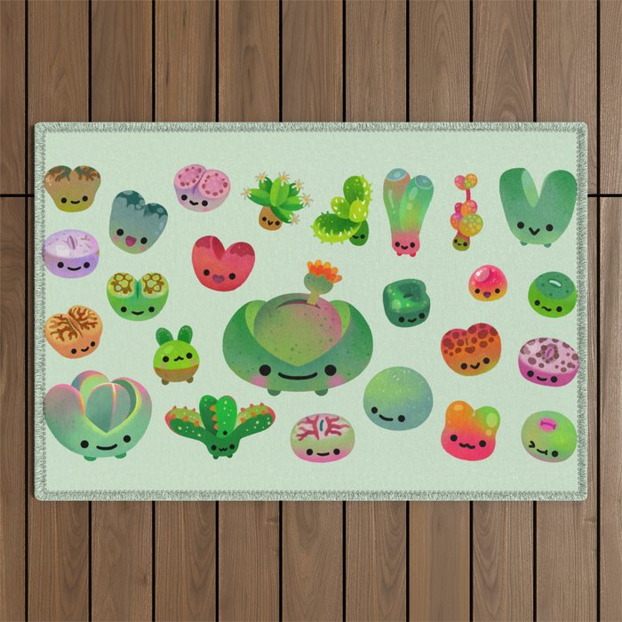 Baby succulent 3 - Mesembs(green) Outdoor Rug Gallery Image 1