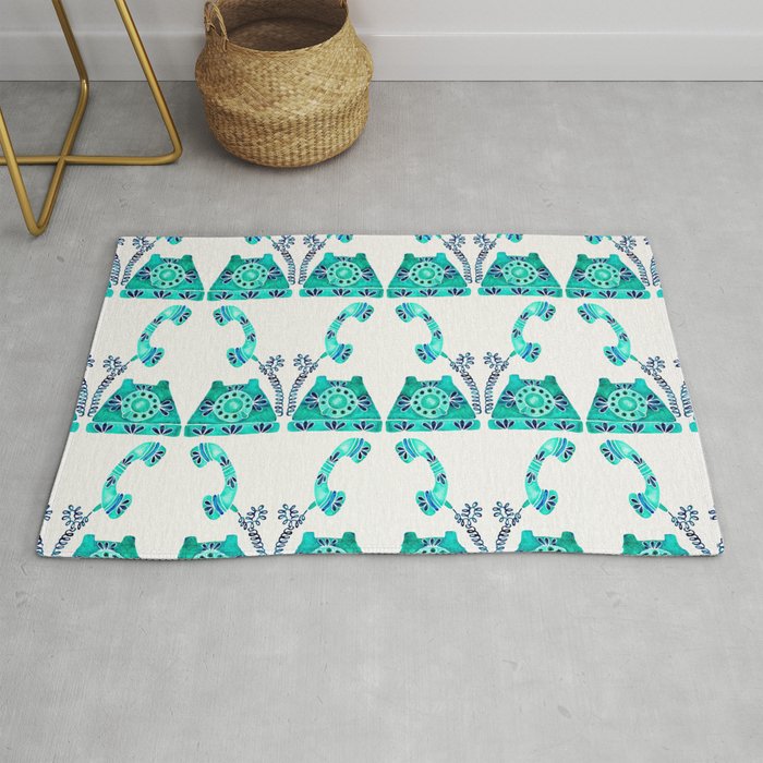 Vintage Rotary Phone - Turquoise Palette Rug Gallery Image 1
