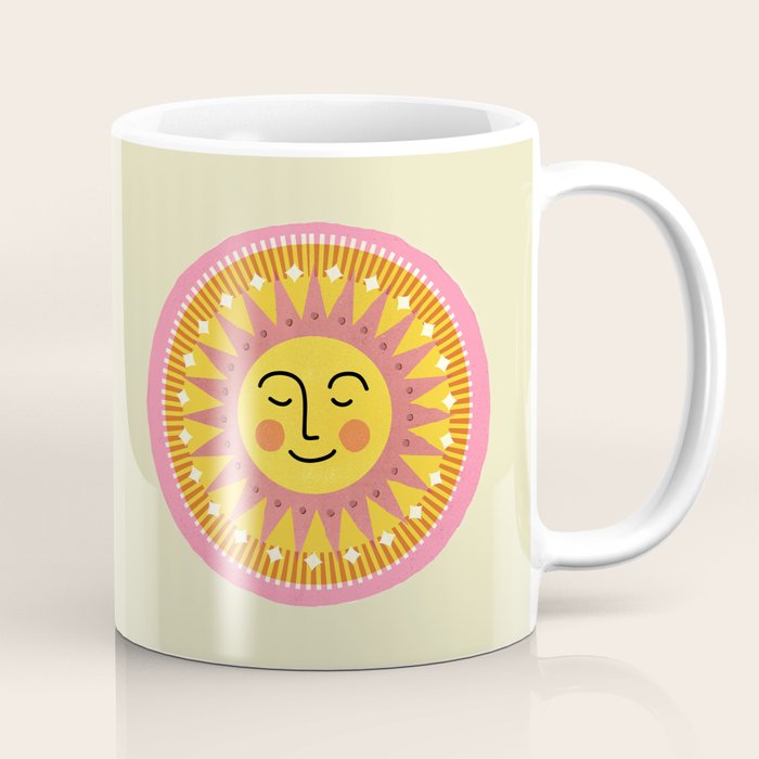 Smiling Sleeping Sun Face Coffee Mug Gallery Image 1